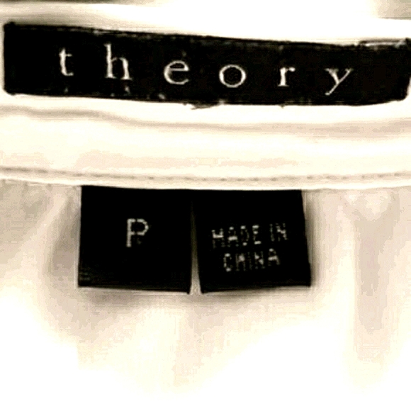 THEORY EGGSHELL SHORT SLEEVE BUTTON DOWN COTTON TOP SZ PM - Picture 3 of 7